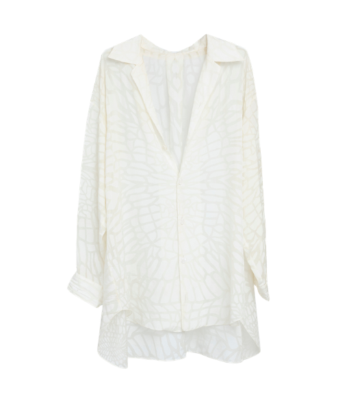 Chemise en soie dévorée blanche
