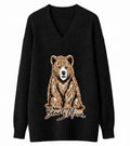 Bearly Alive Oversized Knit Black Sweater