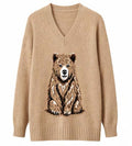 Bearly Alive Oversized Knit Brown Jumper-Dress