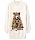 Bearly Alive Oversized Knit White Sweater