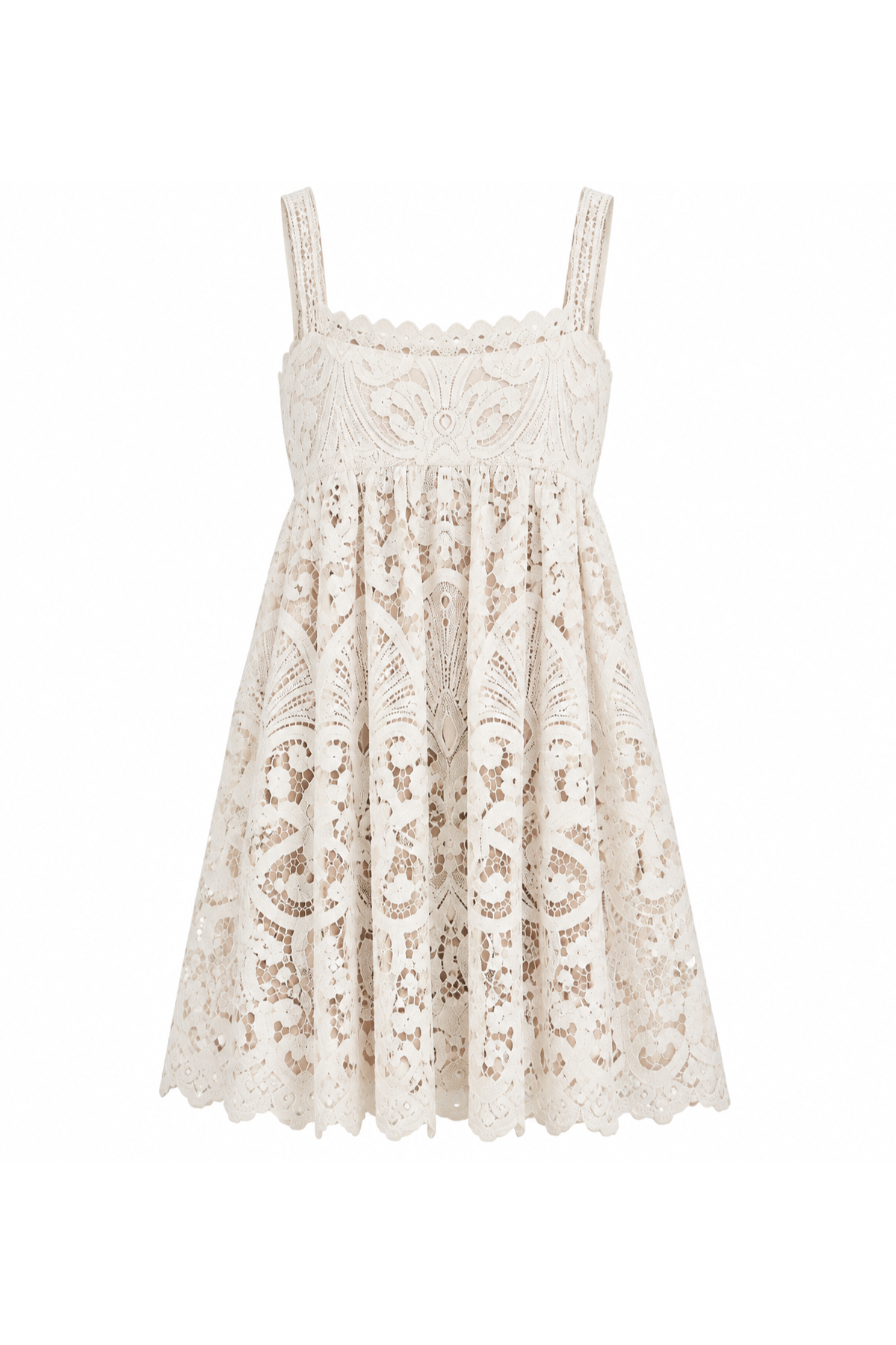 Cream Lace Sundress, shown flat on a white background