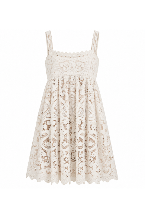 Cream Lace Sundress, shown flat on a white background