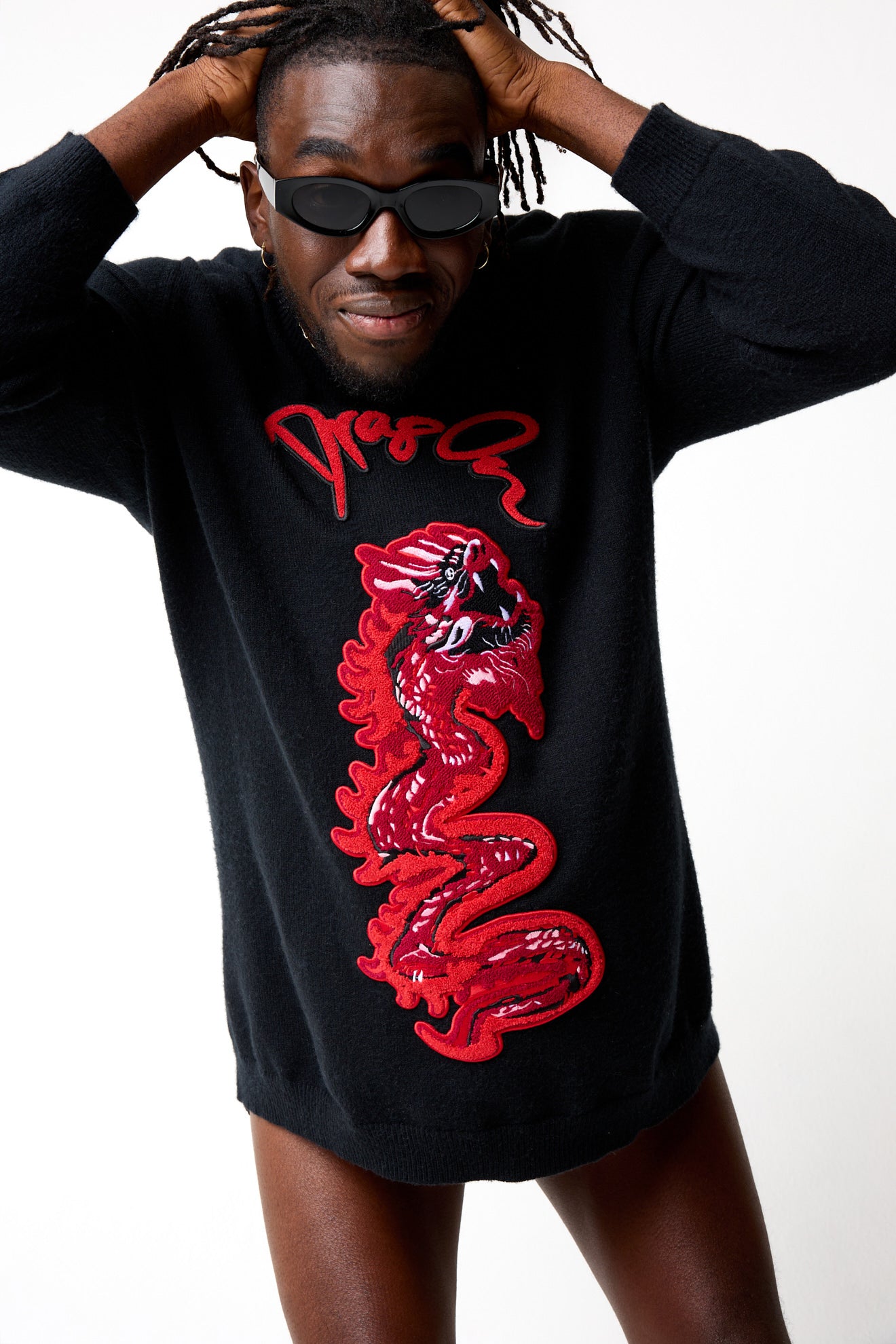 Dragon Oversized Knit Black Sweater