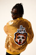 Bear With Me Gold Bomber Jacket