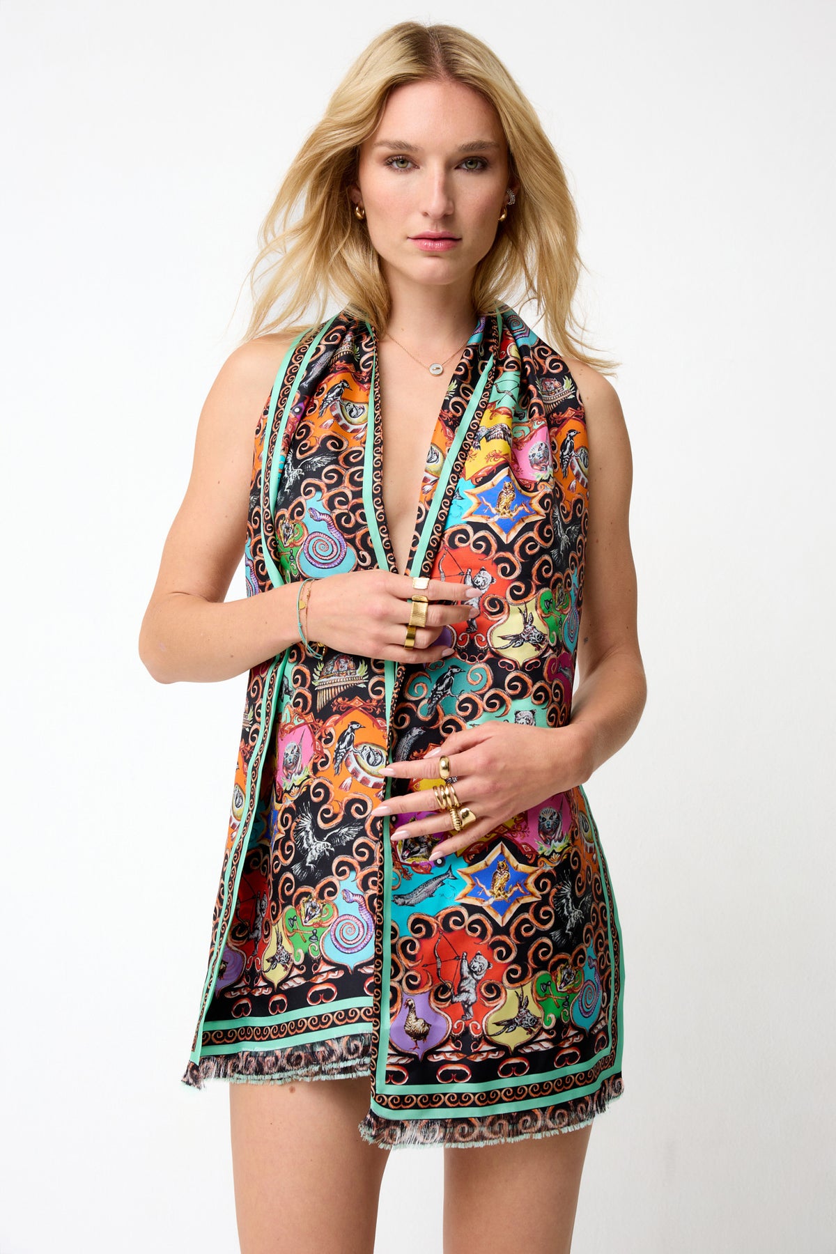 Silk Scarf Colorful Starsign Ornament