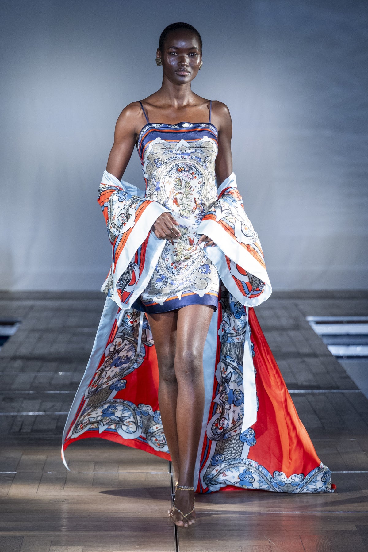 The Aviary Silk Dress worn on the runway