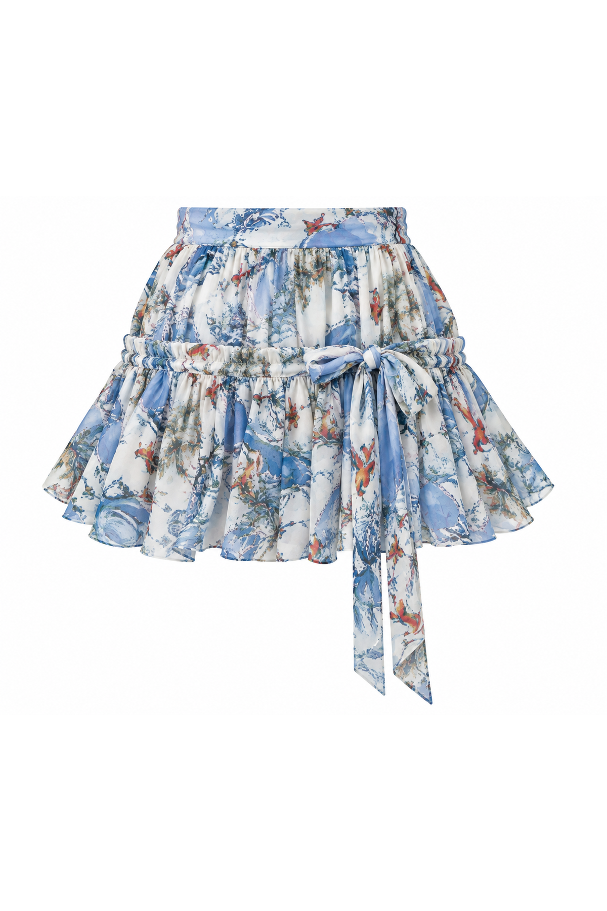 The Chinoiserie Ruffle Skirt, shown flat on a white background