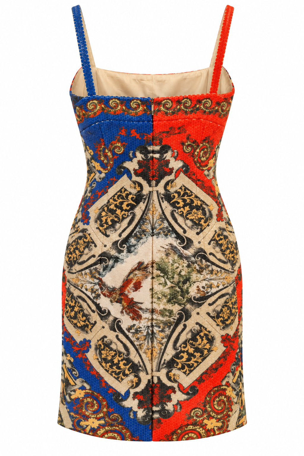 The Gilded Muse Mini Dress, back, shown flat on a white background