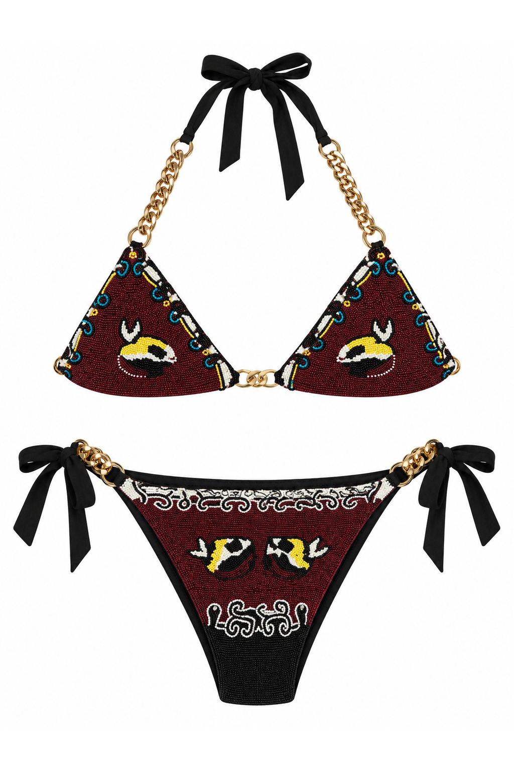 The Koi Fish Chain Bikini, shown flat on a white background