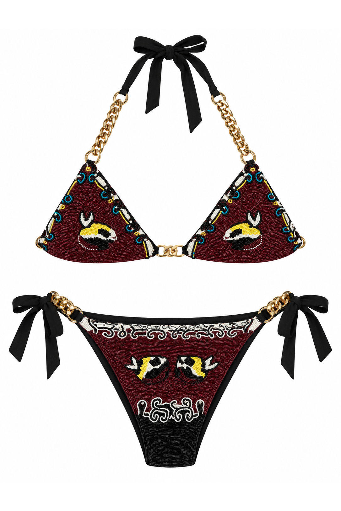 The Koi Fish Chain Bikini, shown flat on a white background