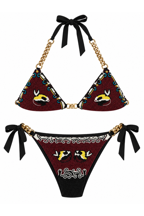 The Koi Fish Chain Bikini, shown flat on a white background