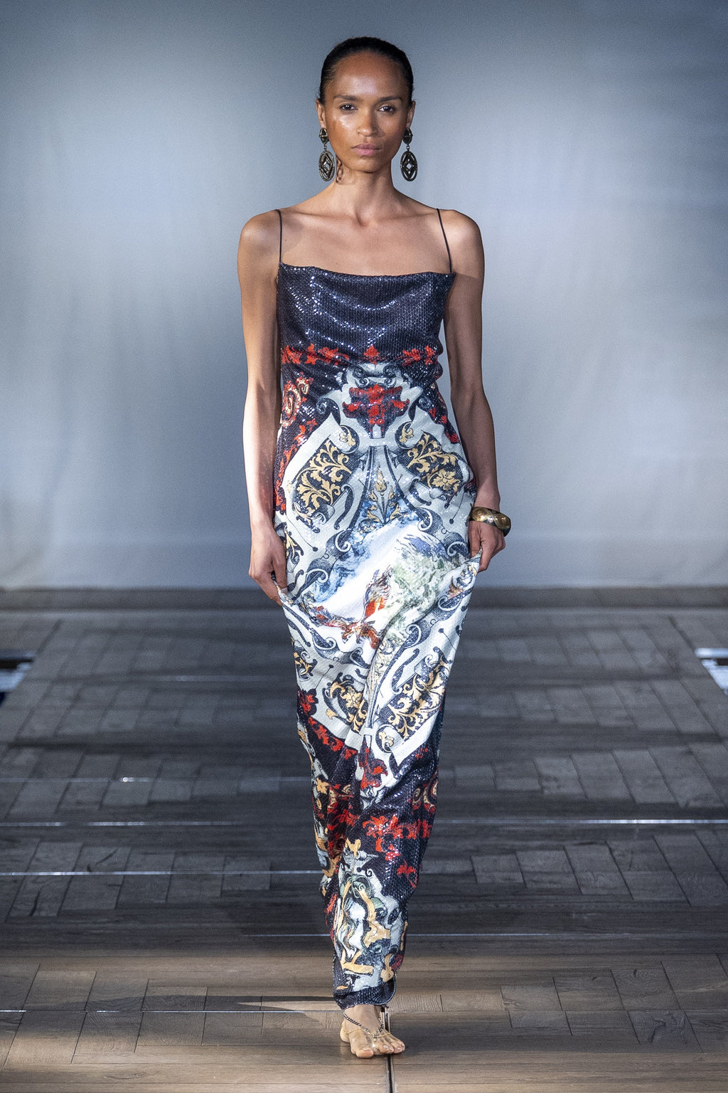 The Midnight Baroque Gown worn on the runway