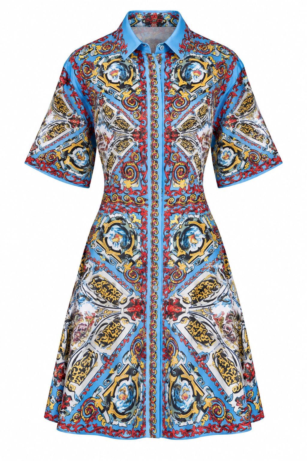 The Painted Palazzo Dress, shown flat on a white background