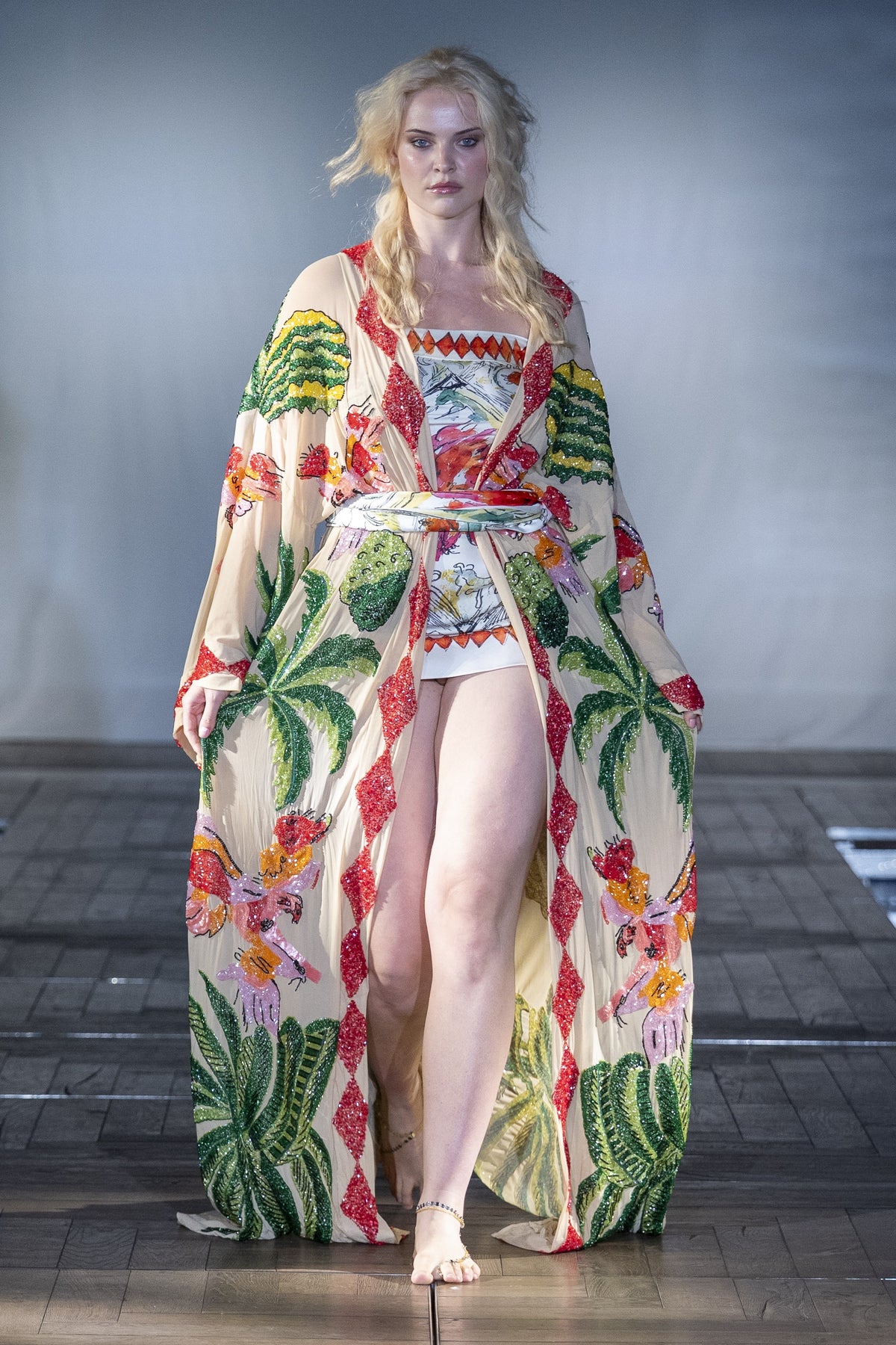 The Phoenix Silk Mini Dress worn on the runway