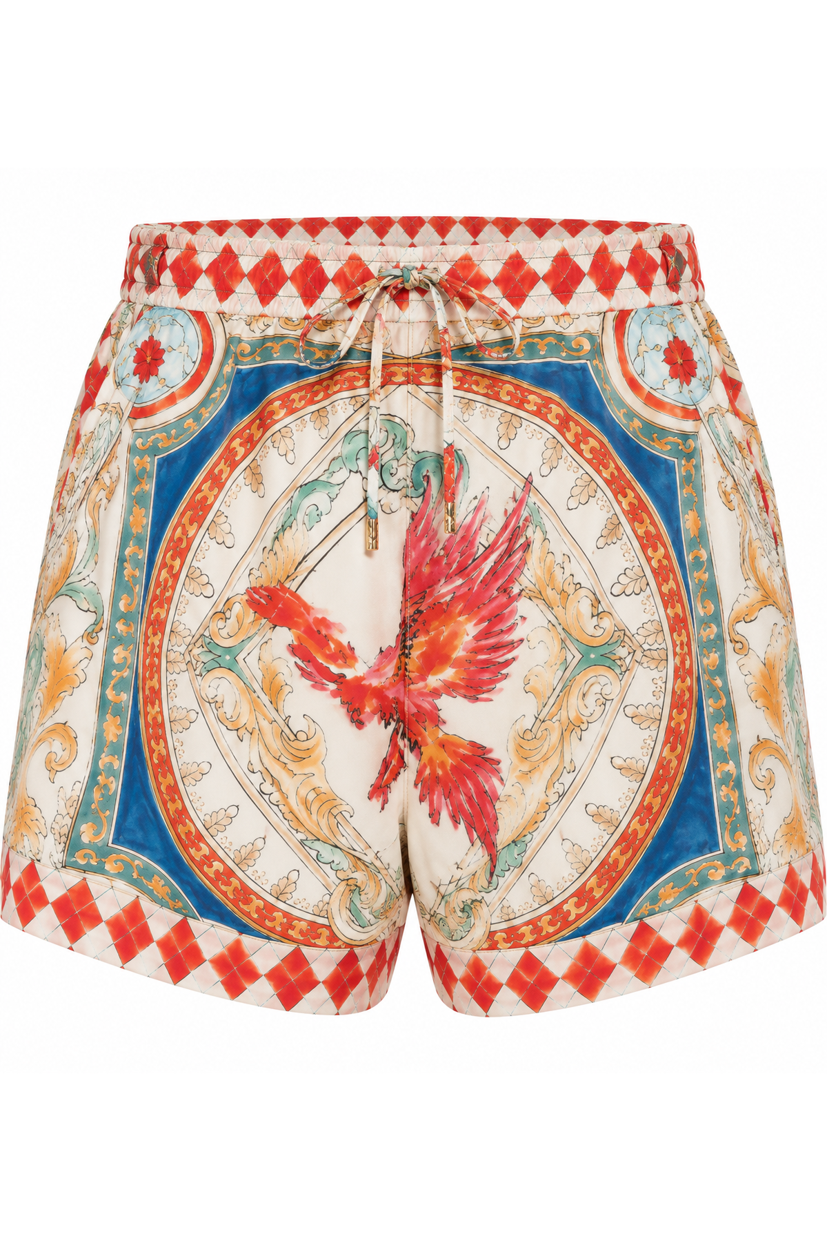 The Phoenix Silk Shorts, shown flat on a white background