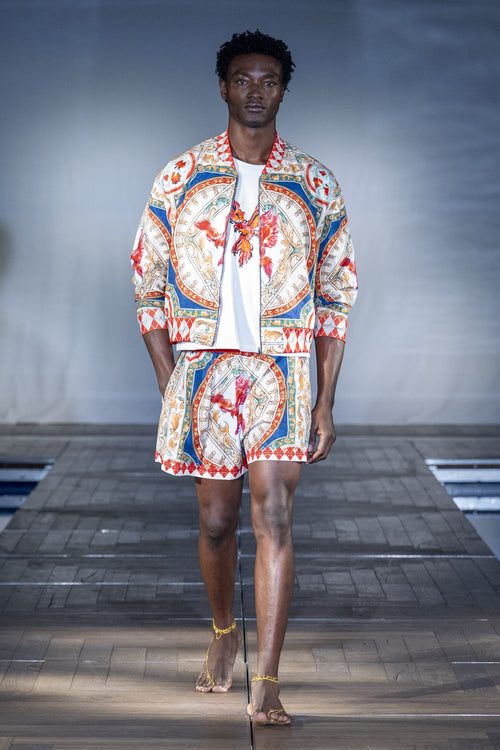 The Phoenix Silk Shorts worn on the runway