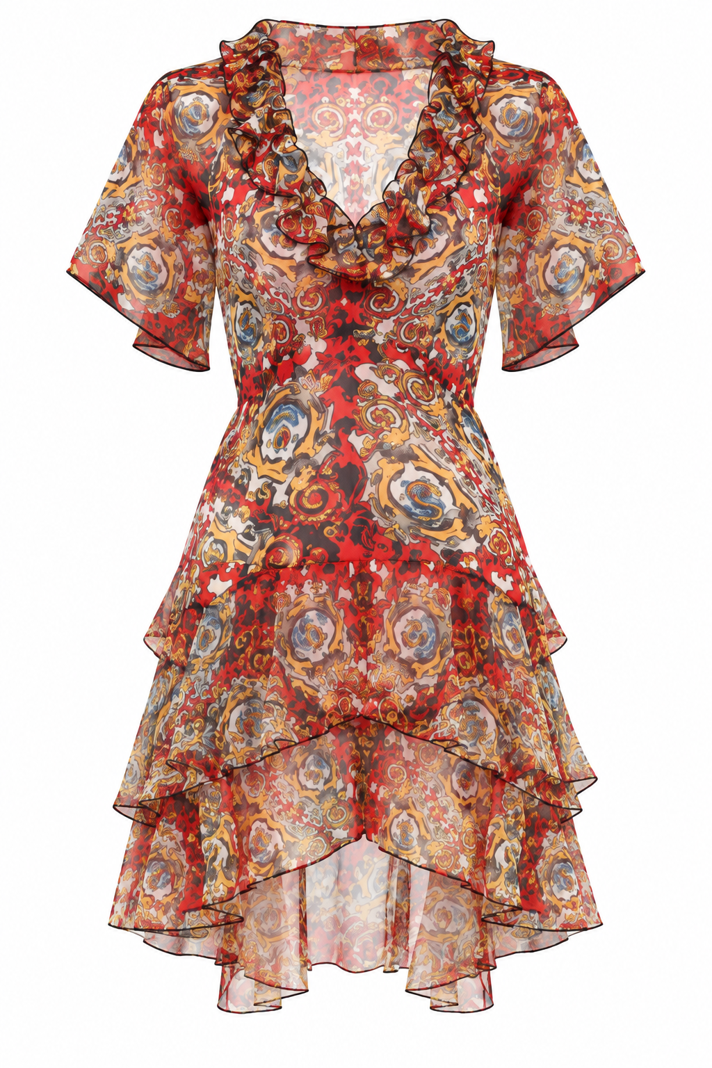 The Rococo Ruffle Mini Dress, shown flat on a white background