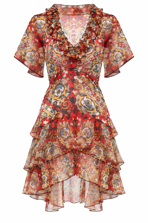 The Rococo Ruffle Mini Dress, shown flat on a white background