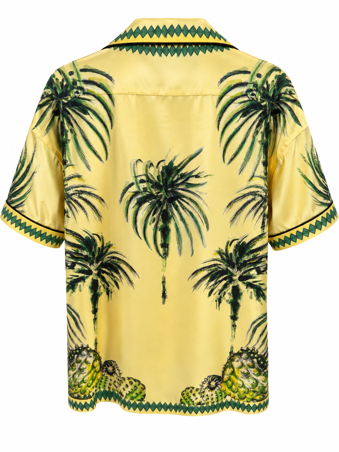 Yellow Palm Print Shirt, back, showing the palm and pineapple print